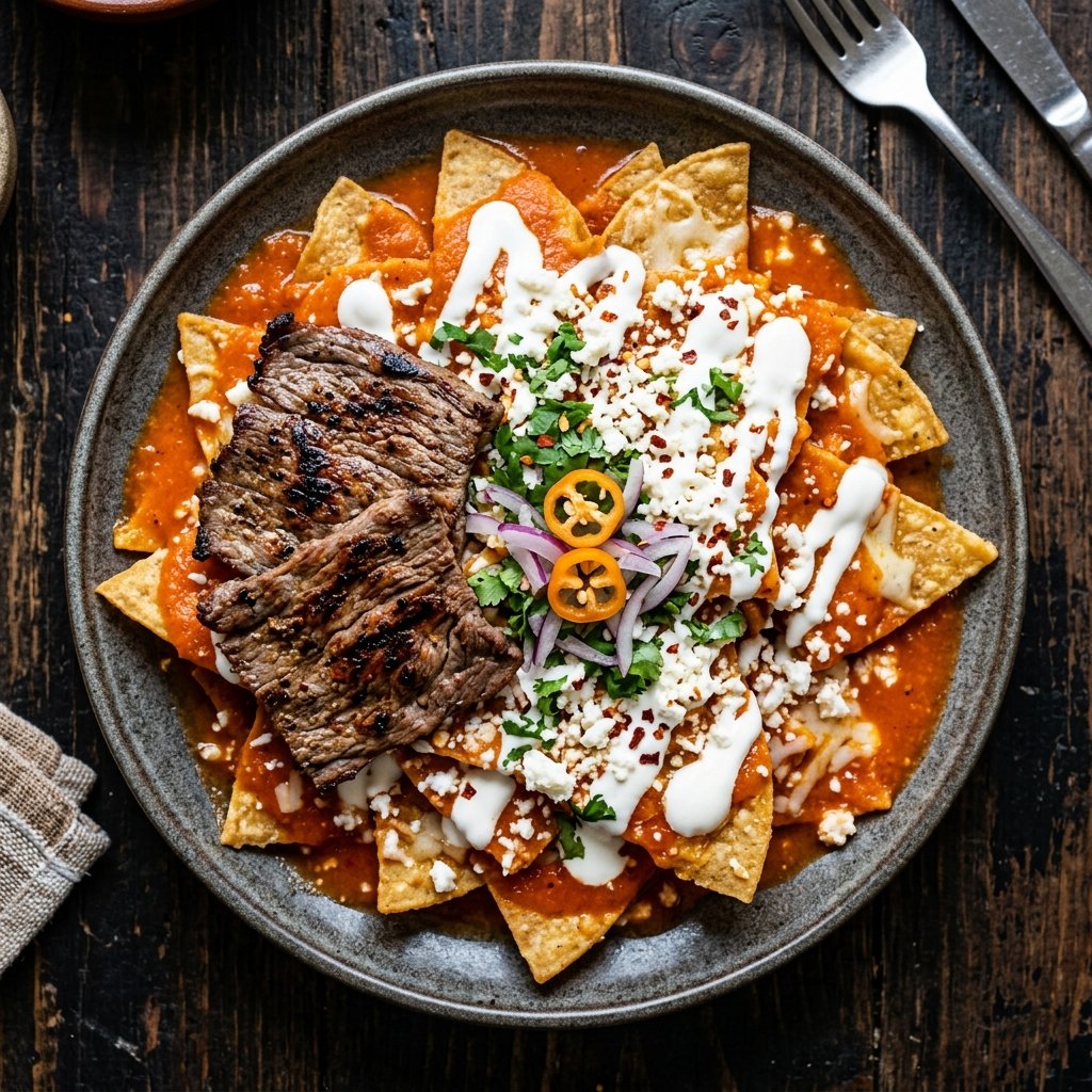 Chilaquiles con habanero y cecina